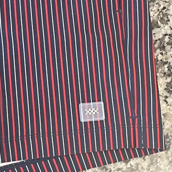 NWT Rhone 5.5" R&R Swim Trunks Mens S Goji Berry/Navy/White Stripe - Picture 4 of 10